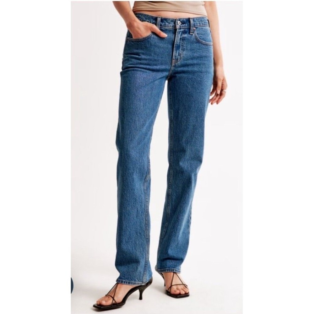Abercrombie & Fitch Women's Mid-Rise 90’s Straight Leg Jeans Size 28 Short EUC - Picture 7 of 8